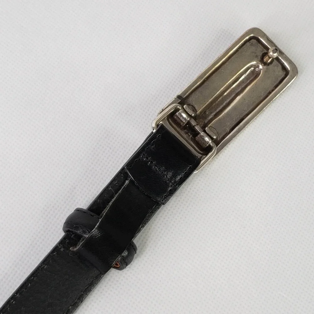 Vintage Brighton Belt Women's Size Medium 30 Leather Skinny Black Silver Buckle